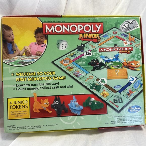 Board Game Monopoly Junior Ages 5+ 2-4 Players Fast Dealing Game Complete - Picture 9 of 12